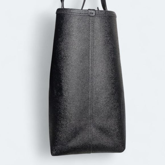 Coach City Tote Wild Plaid Black & Cream Coated Canvas Handbag Reversible Purse - Picture 9 of 16